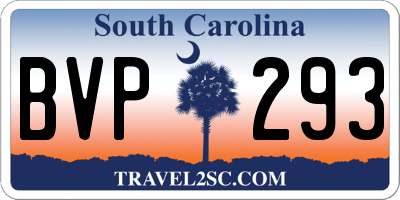 SC license plate BVP293