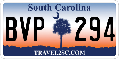 SC license plate BVP294