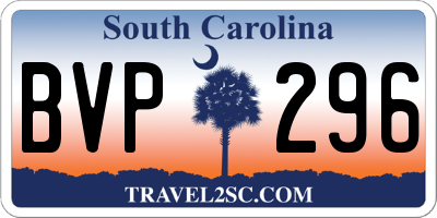 SC license plate BVP296