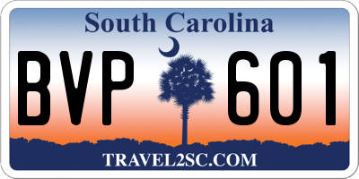 SC license plate BVP601