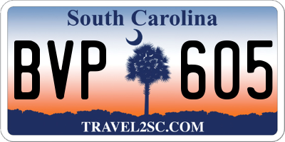 SC license plate BVP605