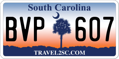 SC license plate BVP607