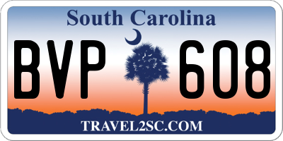 SC license plate BVP608