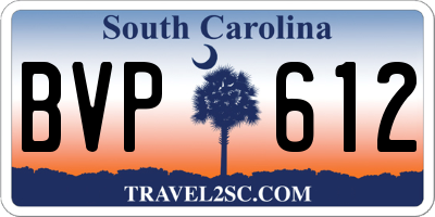 SC license plate BVP612