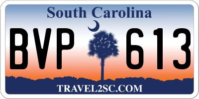 SC license plate BVP613