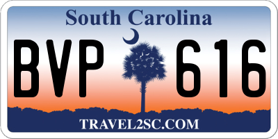 SC license plate BVP616