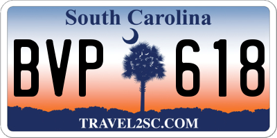 SC license plate BVP618