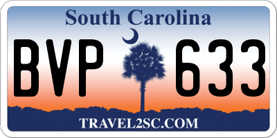 SC license plate BVP633