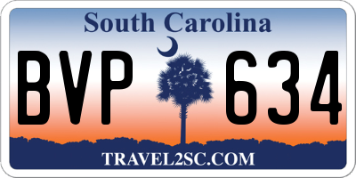 SC license plate BVP634