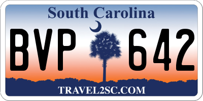 SC license plate BVP642