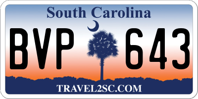 SC license plate BVP643
