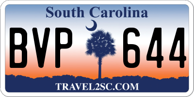 SC license plate BVP644