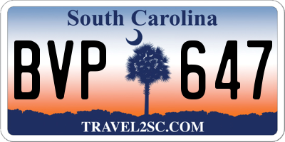 SC license plate BVP647