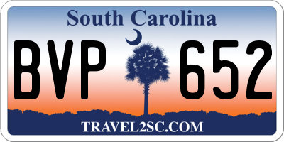 SC license plate BVP652