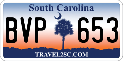 SC license plate BVP653