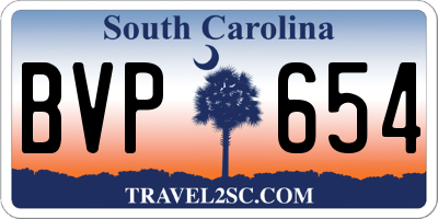 SC license plate BVP654