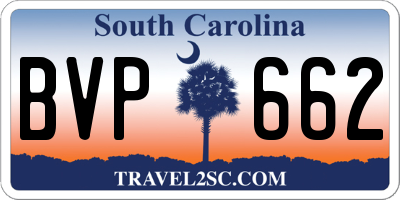 SC license plate BVP662