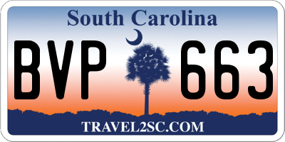 SC license plate BVP663