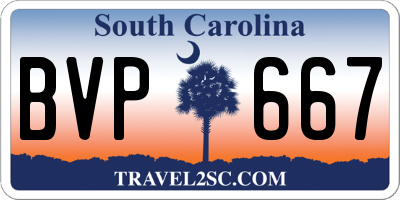 SC license plate BVP667
