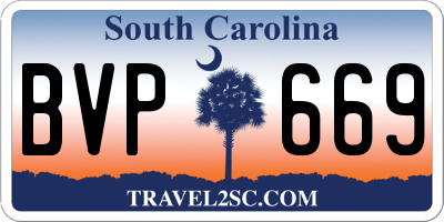 SC license plate BVP669