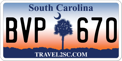 SC license plate BVP670