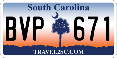 SC license plate BVP671