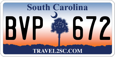 SC license plate BVP672