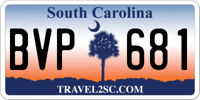 SC license plate BVP681