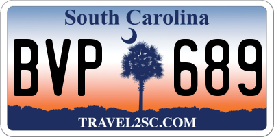 SC license plate BVP689