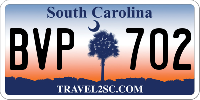SC license plate BVP702