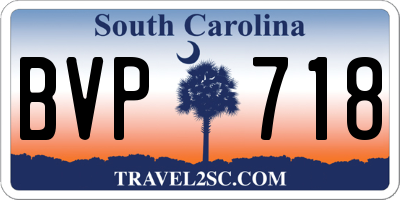 SC license plate BVP718