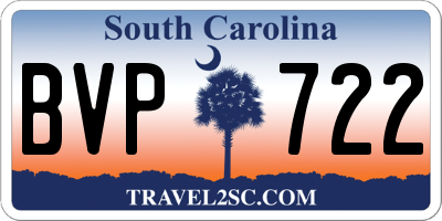 SC license plate BVP722