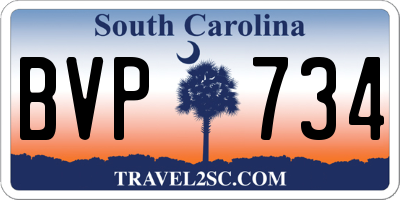 SC license plate BVP734