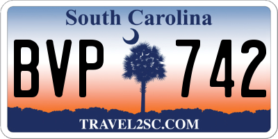 SC license plate BVP742