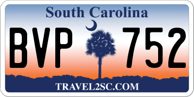 SC license plate BVP752