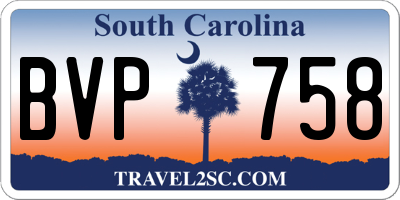 SC license plate BVP758