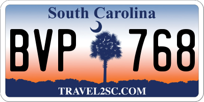 SC license plate BVP768