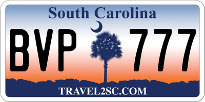 SC license plate BVP777