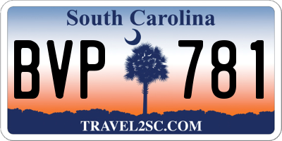 SC license plate BVP781