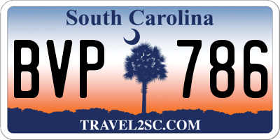 SC license plate BVP786