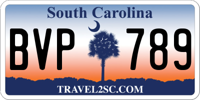 SC license plate BVP789