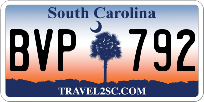 SC license plate BVP792