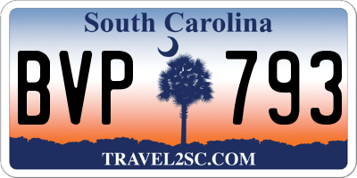 SC license plate BVP793