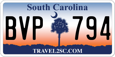 SC license plate BVP794
