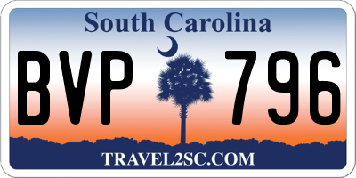 SC license plate BVP796