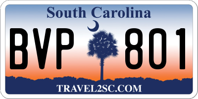 SC license plate BVP801