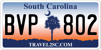 SC license plate BVP802