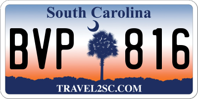 SC license plate BVP816