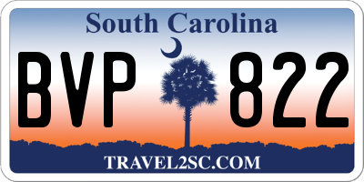 SC license plate BVP822