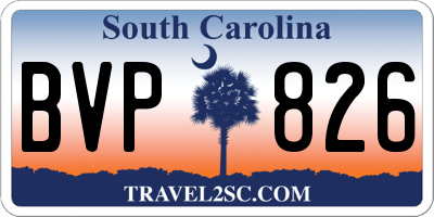SC license plate BVP826